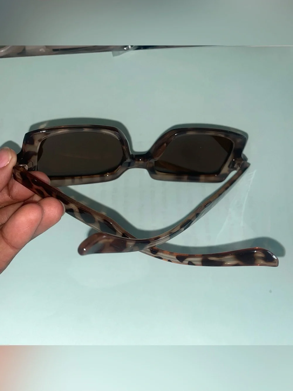 Tortoiseshell Square Frame Sunglasses - Brown Lenses
